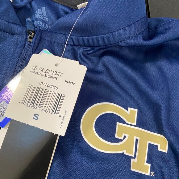 Adidas Georgia Tech GT Yellow Jackets Team Issue 1/4 Zip Knit Aeroready Mens - Picture 10 of 10